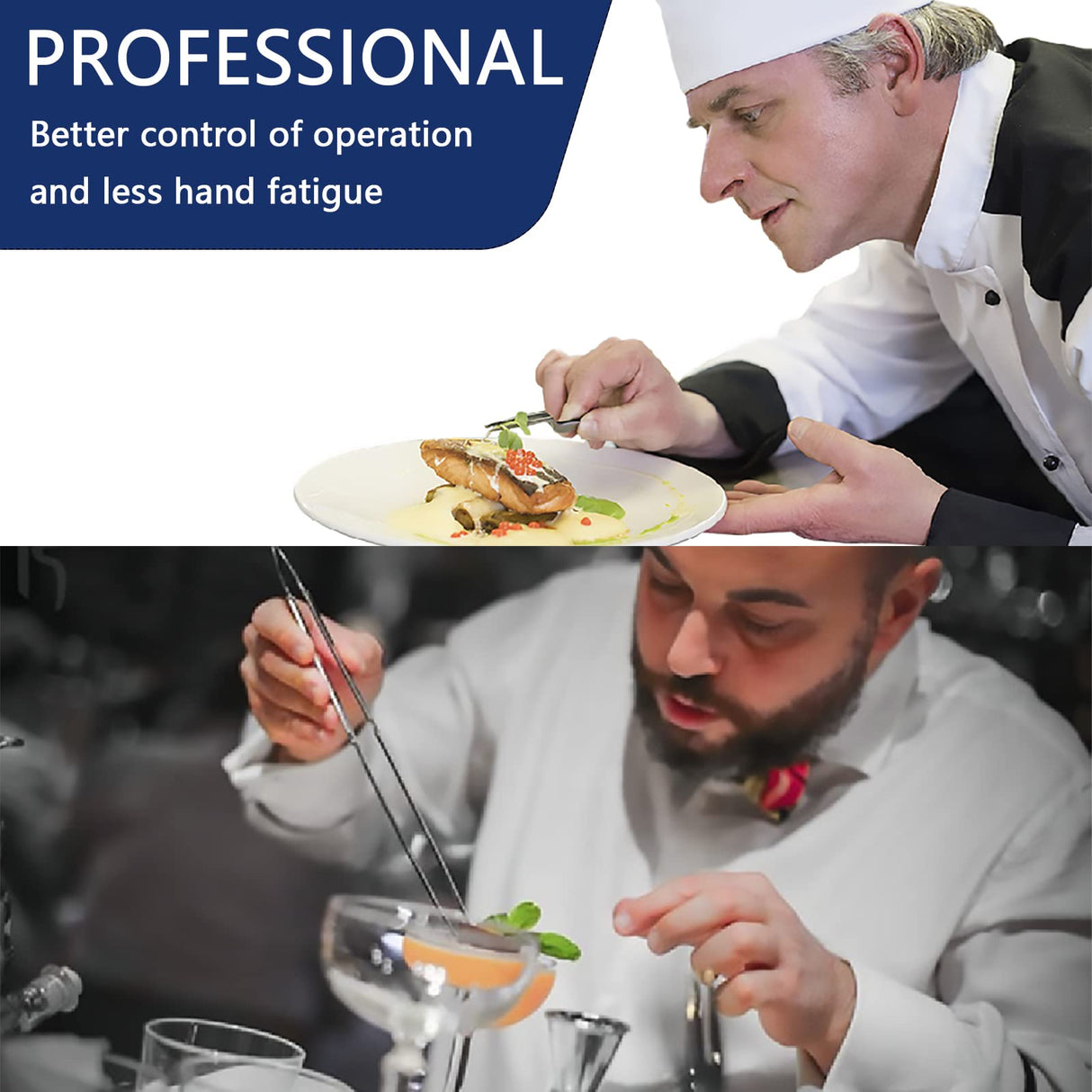 5 Pcs Kitchen Fine Tweezers Tongs, Stainless Steel Food Tongs Set, Professional Kitchen Long Tongs for Cooking,Repairing,Sea food,BBQ,Multi-use(12"and 6.3") Tangoowal