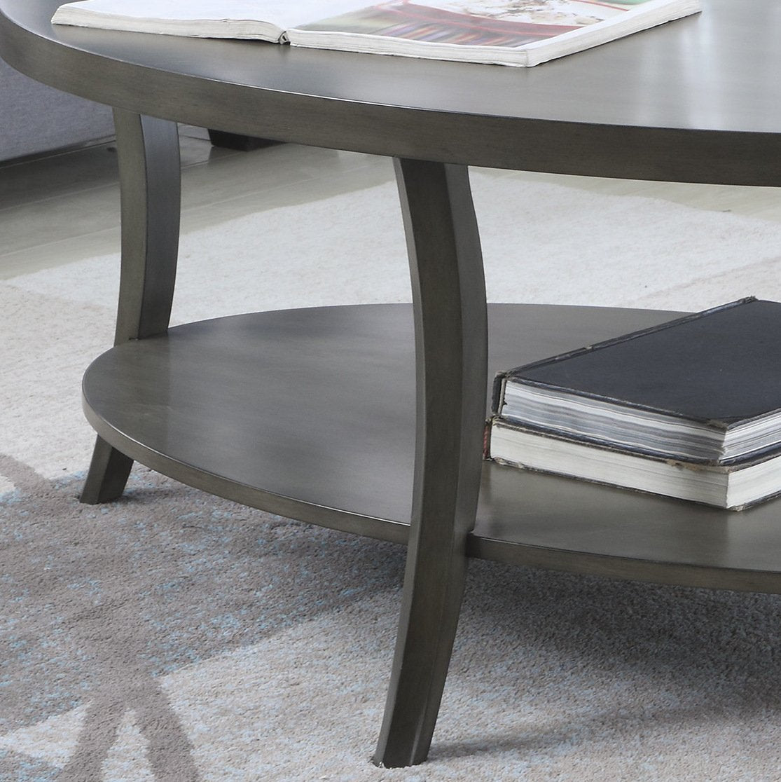 Roundhill Furniture Perth Contemporary Oval Shelf Coffee Table, Gray Roundhill Furniture