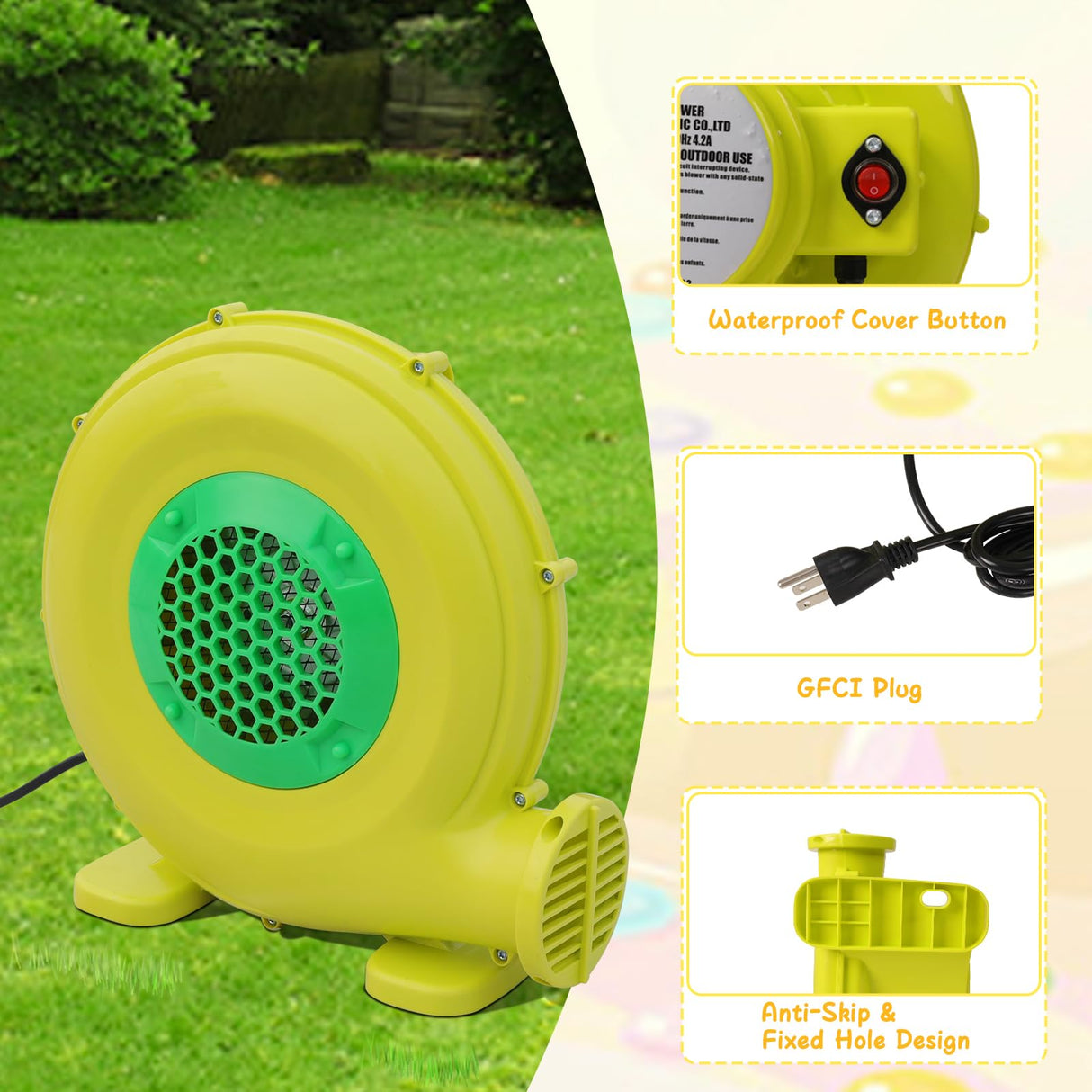 FINCOME White Bounce House, 13x13ft Inflatable Bounce House with Blower, Commercial Bounce Castle Large Bouncer Jumping Bouncy House for Kids Adults Wedding Birthday Party Celebrations Indoor Outdoor FINCOME