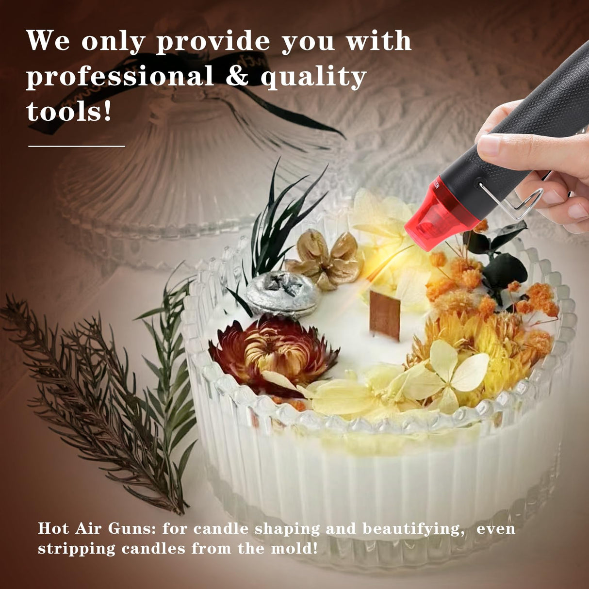 Hehinton Double Boiler Wax Melting Pot, Professional Water Heating Warming Pots for Candle Making, Wax Melter Making Kit for Beginners, DIY Kit with Electric Hot Plate, Heat Gun, Thermometer Hehinton