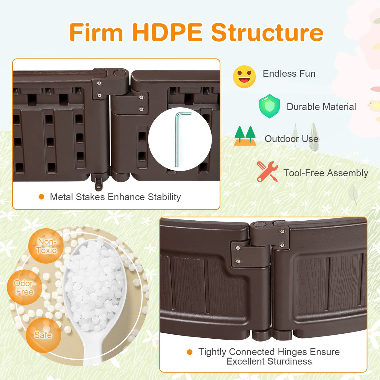 HONEY JOY Sandbox with Cover, 6FT Oval Sand Pit for Backyard, 4 Built-in Seating & Bottom Drainage Liner, All Weather Resistant Sand Boxes for Kids Outdoor with Lid HONEY JOY