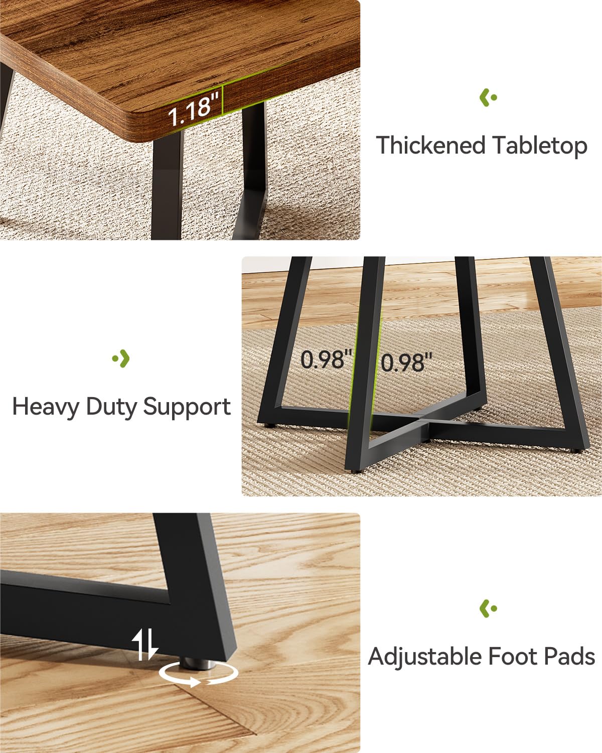 LITTLE TREE 31.5 Inches Small Dining Table for 4, Square Dinner Table for Small Space, Dining Room Tables, Rustic Brown Wooden Kitchen Table with Metal Legs, Modern Leisure Cafe Table for Apartment LITTLE TREE