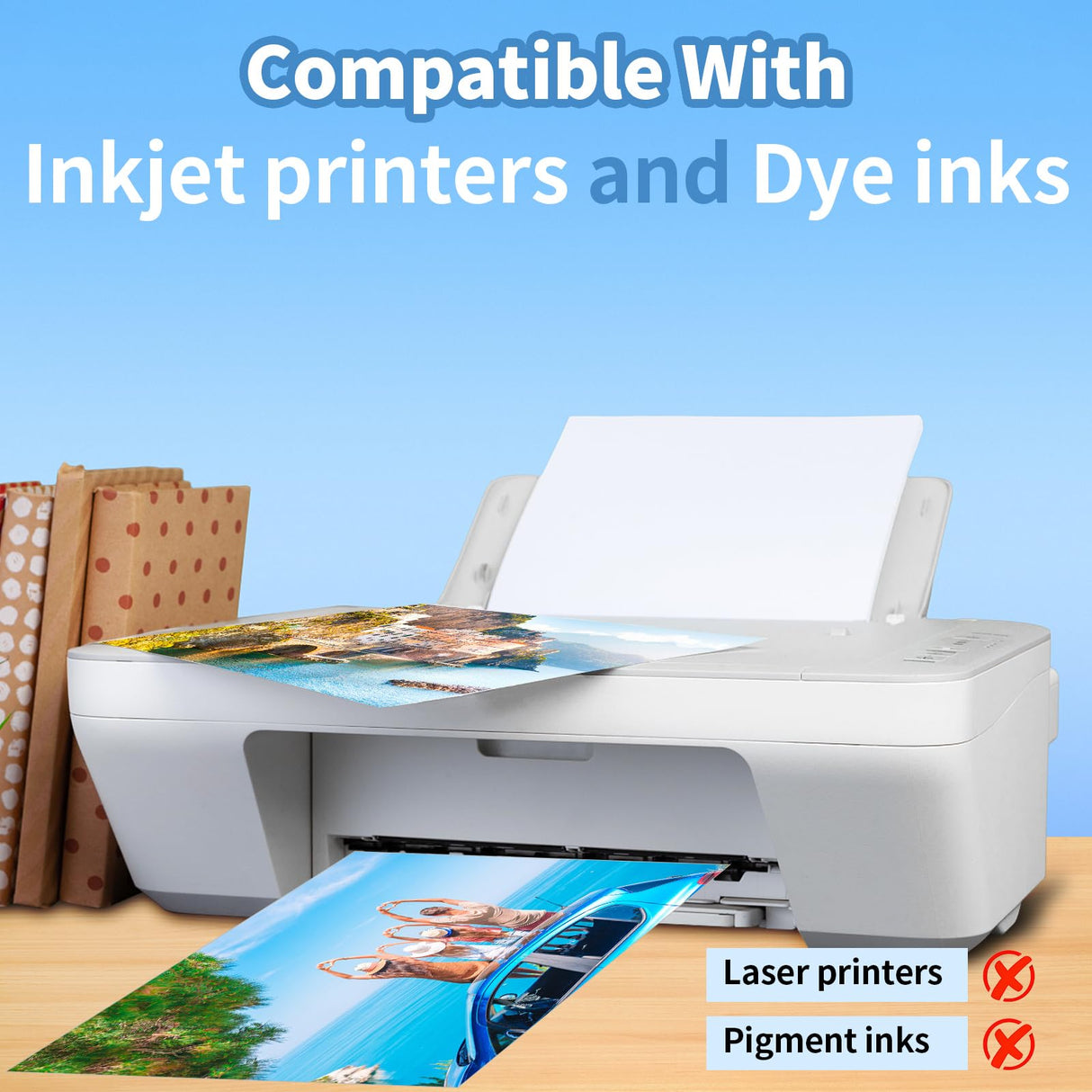 Reastar Glossy Photo Paper 8.5 x 11, 36 Sheets Inkjet Photo Printer Paper, Instant Dry Picture Paper for DIY Chip Bag, Flyers, Cards, Calendars and Brochures(180gsm/48lb) Reastar