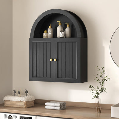 UPOSOJA Arched Bathroom Wall Cabinet, 20.3 x 30.5'' Over The Toilet Cabinet with Grille Door, Adjustable Shelf, Wall Mounted Cabinets for Bathroom Laundry Room Kitchen (Grille Door, 30IN)