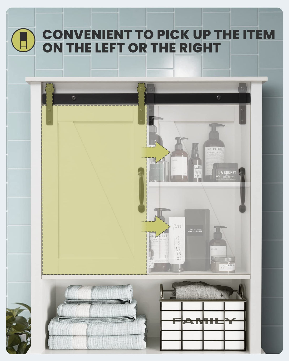 Crestlive Products Over The Toilet Storage Cabinet, Wood Bathroom Organizer with Adjustable Shelves and Sliding Barn Door, Bathroom Space Saver-White Crestlive Products