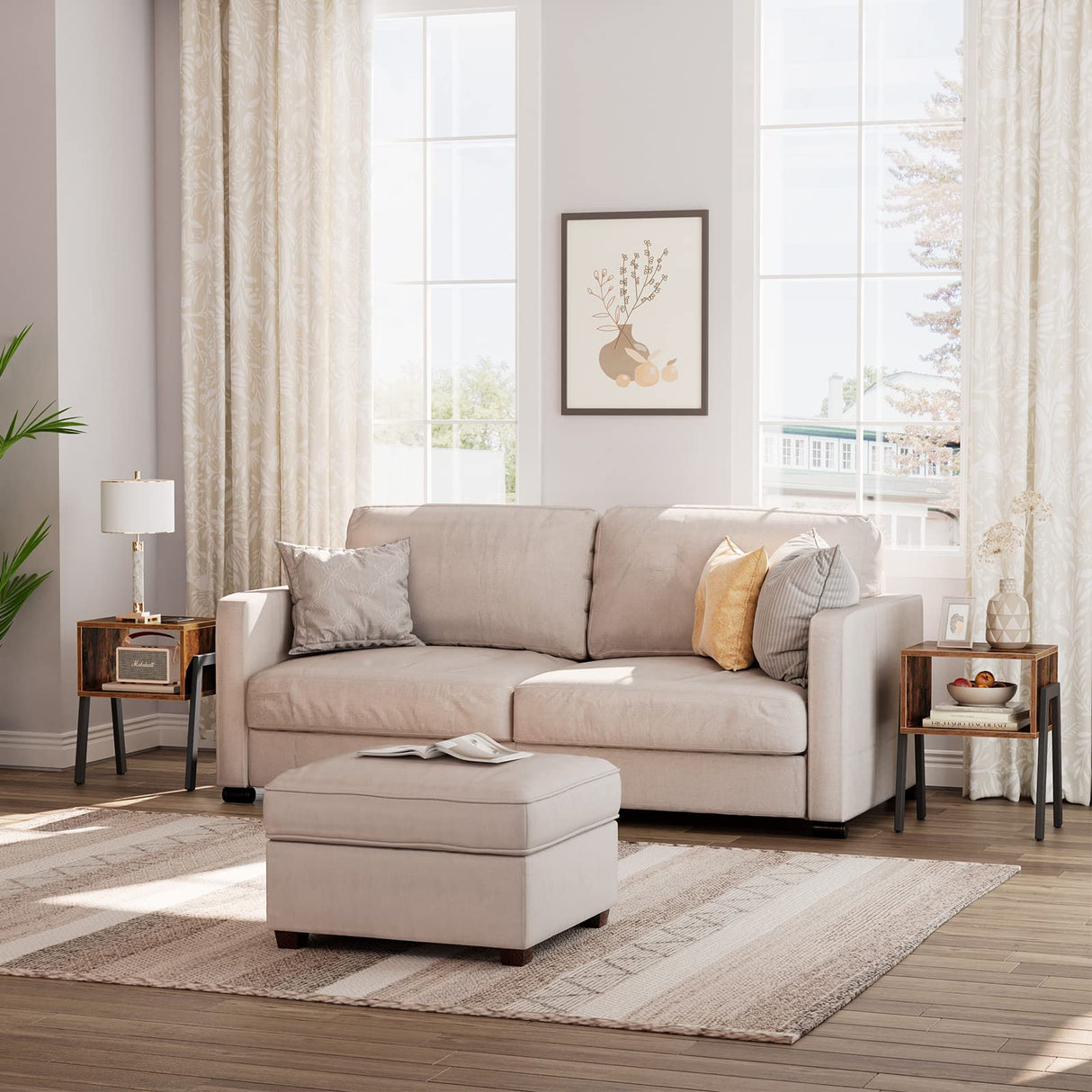 HOOBRO Nightstands Set of 2, Stackable End Table, Side Table, Bedside Tables with Open Storage Shelf, for Bedroom, Living Room, Rustic Brown BF38BZP201 HOOBRO