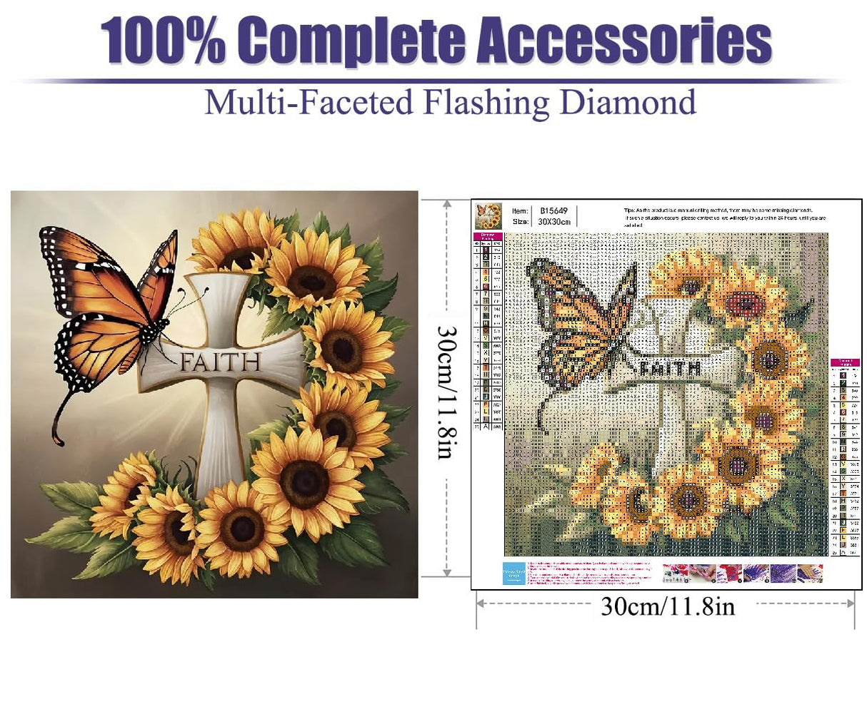 STGLCR Diamond Art Kits for Adults, Cross Diamond Painting Kits for Beginners, 5D Sunflowers Round Full Drill Gem Art for Adults, Paint by Diamonds Pictures DIY Crafts Kits 12x12inch STGLCR