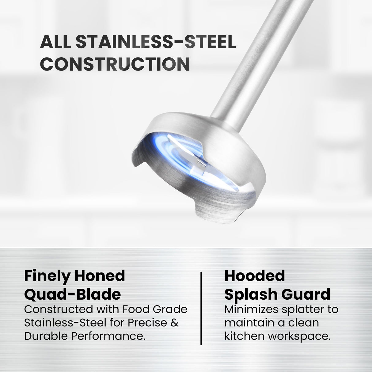 Elite Gourmet EHB1062 Variable Step-less Speed Immersion Hand Blender 500 Watts with Turbo, Stainless Steel Blades, Pressure Controlled Stick Mixer, Sauces, Soup, Smoothies, Baby Food, Stainless Steel Elite Gourmet