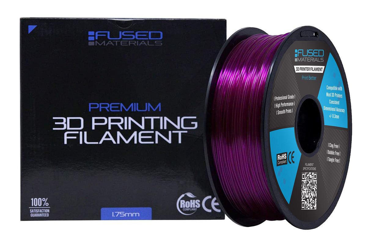 Fused Materials PETG 3D Printer Filament Fused Materials - 1kg Spool, 1.75mm, Dimensional Accuracy +/- 0.03 mm FUSED MATERIALS