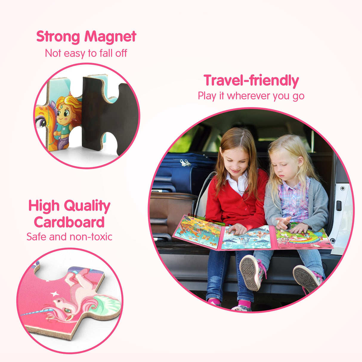 SYNARRY Unicorn Princess Mermaid Magnetic Puzzles for Toddlers 3-5, 36 Pieces Travel Puzzles for Kids Ages 4-8, Airplane Car Road Trip Activities Games Toys for 3 4 5 6 Year Old Girls Birthday Gifts SYNARRY