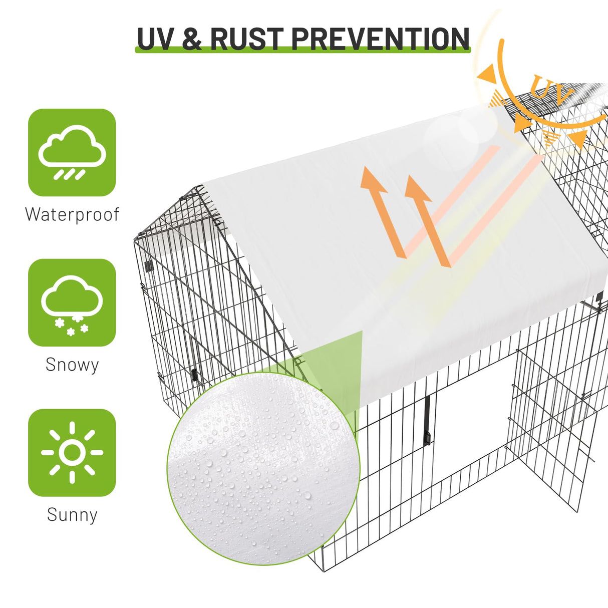 NUGRIART Metal Chicken Coop 86"×40"×40" Chicken Run with Waterproof Cover Portable Poultry Cage Walk in Hen House Outdoor Backyard Farm Animal Enclosure Crate Pet Playpen Exercise Pen for Rabbit Duck NUGRIART