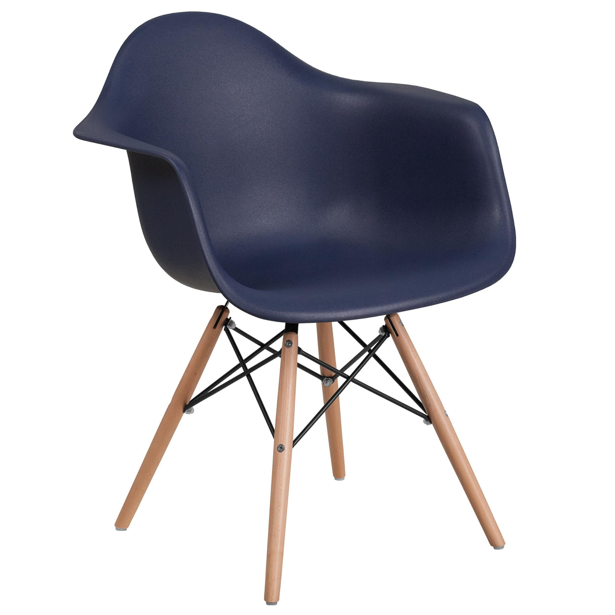 Flash Furniture Alonza Series Navy Plastic Chair with Wooden Legs Flash Furniture
