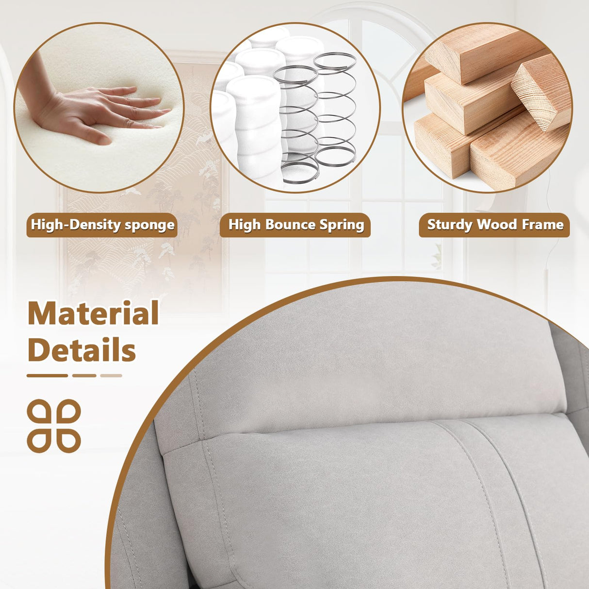 ANJ Beige Power Reclining Loveseat Sofa Couch, Oversized 2-Seater Recliner for Living Room with Overstuffed Armrests, Pet Friendly Small Space Recliner Couch, Full-Body Support Loveseat ANJ