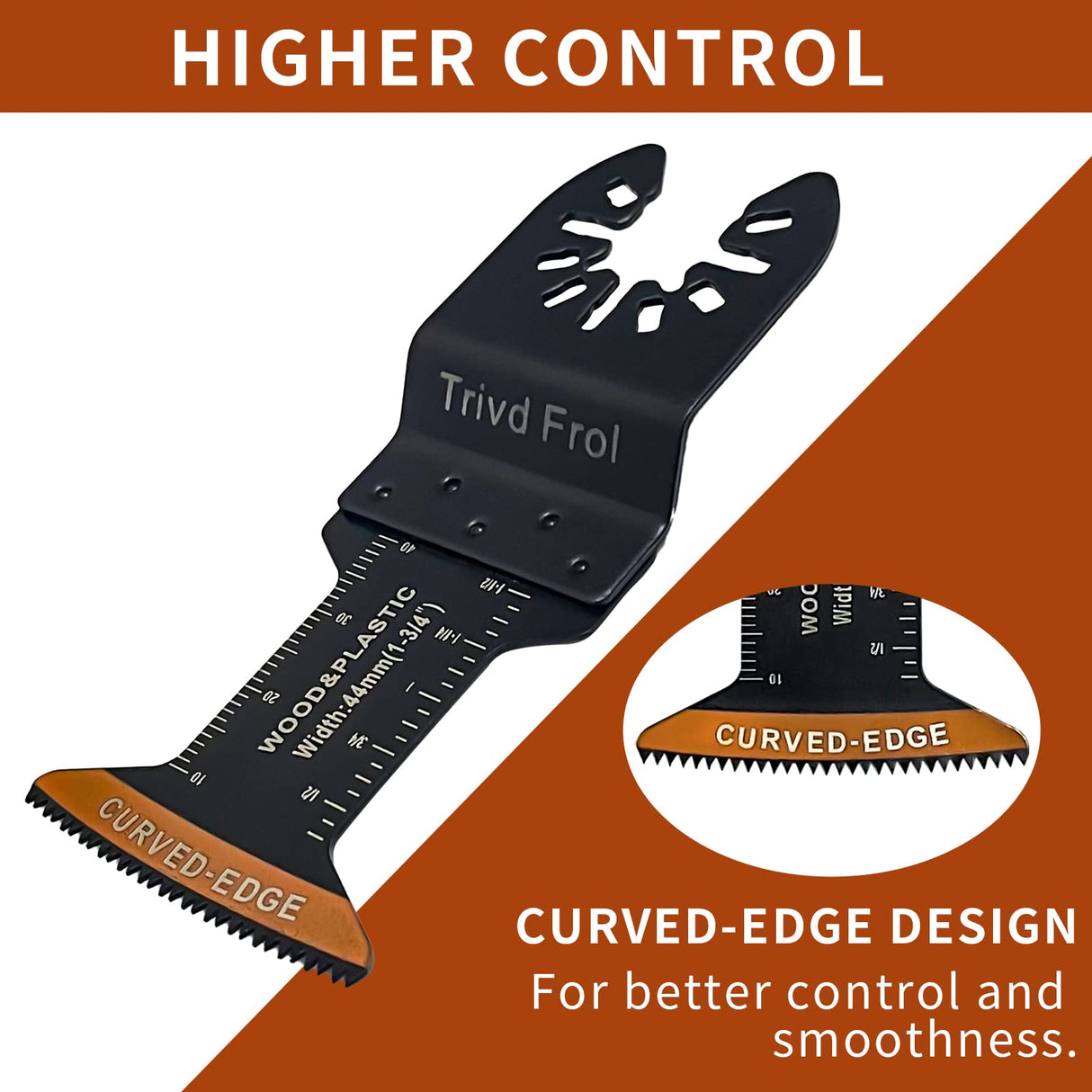 Trivd Frol 100Pcs Curved-Edge Oscillating Tool Blades Professional Universal Oscillating Saw Blades Wood Multitool Blades Compatible with Dewalt, Milwaukee, Ryobi, Rockwell, Bosch Trivd Frol