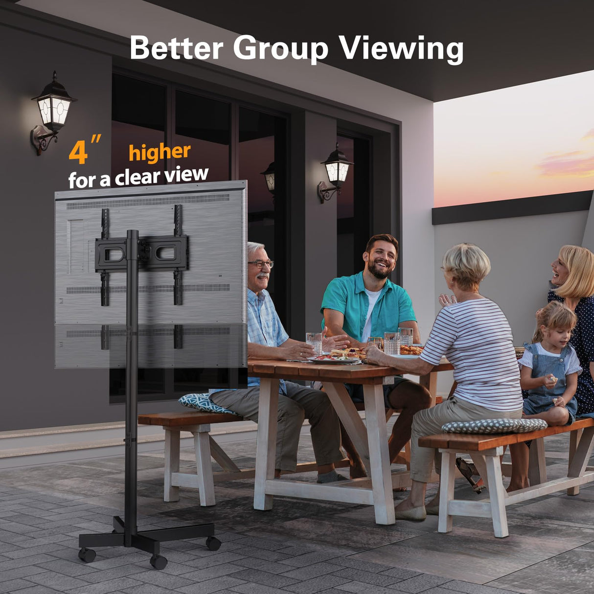 Perlegear Rolling TV Stand for 23-60 Inch LCD LED OLED 4K Smart TVs Holds up to 88lbs, Mobile TV Stand with Height Adjustable, Tilting TV Cart with Locking Wheels Max VESA 400x400mm, PGTVMC16 Perlegear