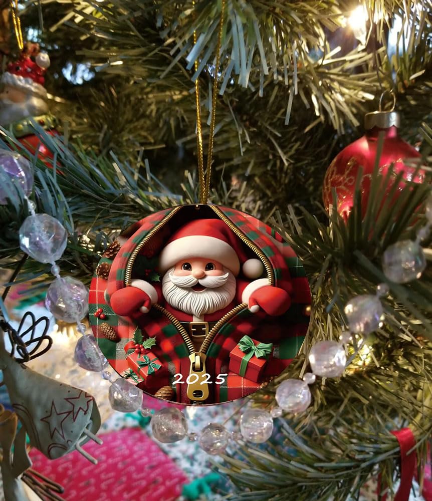 2025 Christmas Tree Fun Santa Claus Decorations, Christmas Ornaments 2025,Painted Glass Style, Unique for Adults,Acrylic Hanging Decorations YCXXGS