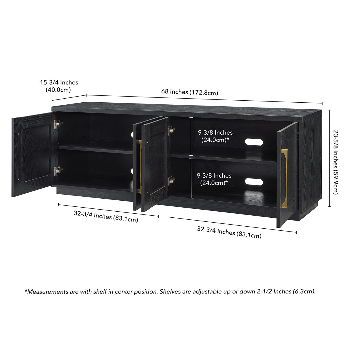 Henn&Hart Tillman Rectangular TV Stand for TV's up to 80" in Black Grain Henn&Hart