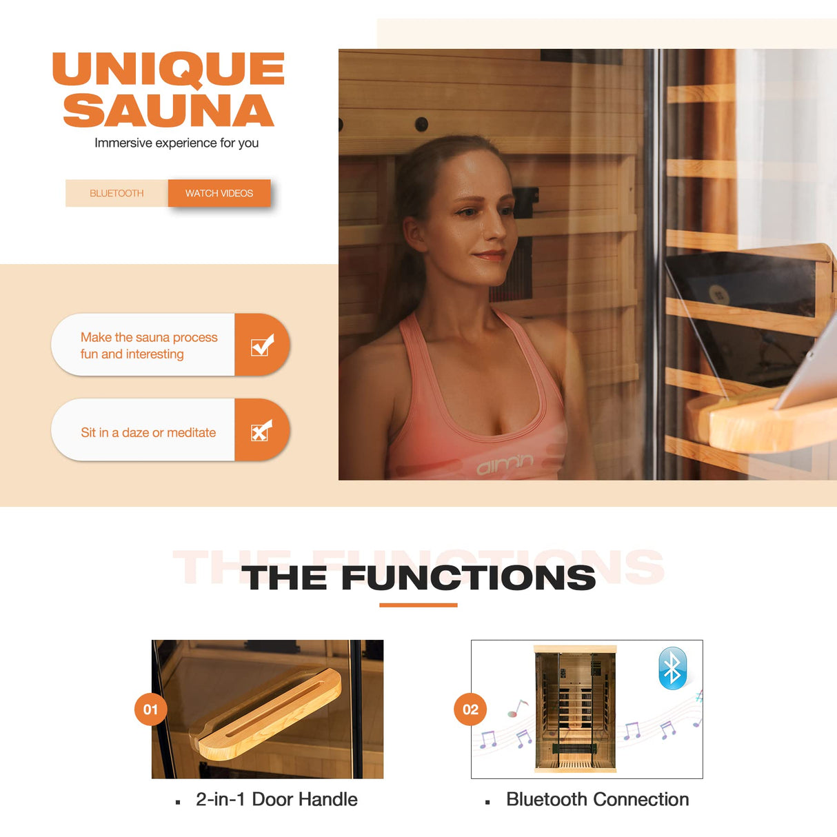 BNEHS Infrared Sauna, 1-2 Person Home Sauna with 10 Minutes Warm-up Heater Tube& Carbon Panels, Personal Sauna for Home with Door Handle to Hold Cell Phones and IPad, Panoramic Tempered Glass BNEHS
