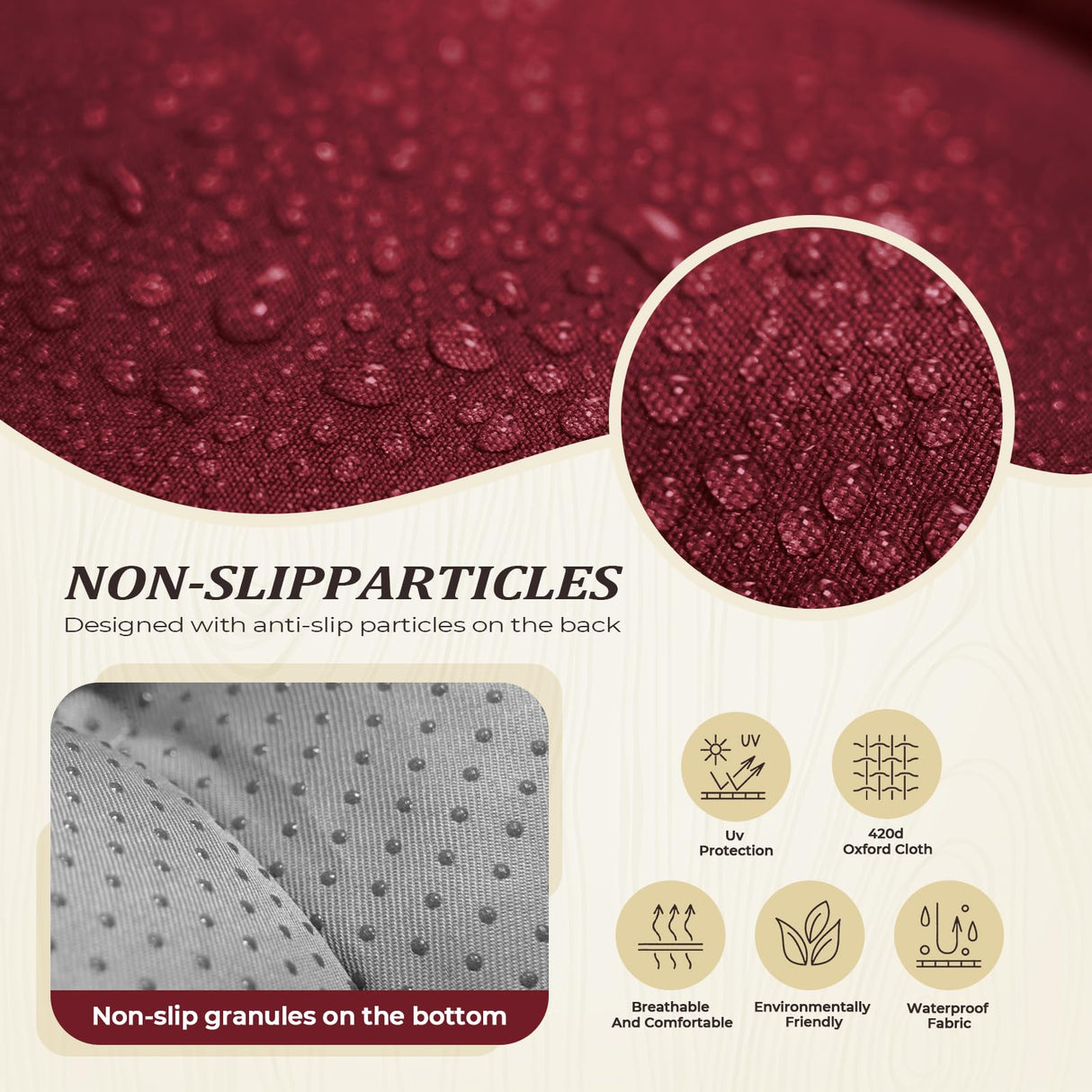 PALHMLIY Waterproof Long Lounger Chair Cushion Outdoor Chaise Lounge Chair Cushions with Ties, Patio Recliner Thickened Lounge Chair Cushions for Indoor 74.4 x 22 x 4.7 Inches, Black (Red) PALHMLIY