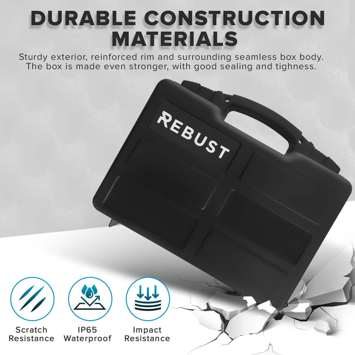 REBUST Lockable Hard Gun Case ; TSA Approved Lock Firearm Travel Case ; Revolver, Pistol, Handgun Hard Case with Foam Interior ; Shockproof Gun Storage & Carrying Case, Black 12.5 x 10.3 x 3.15 Inch REBUST