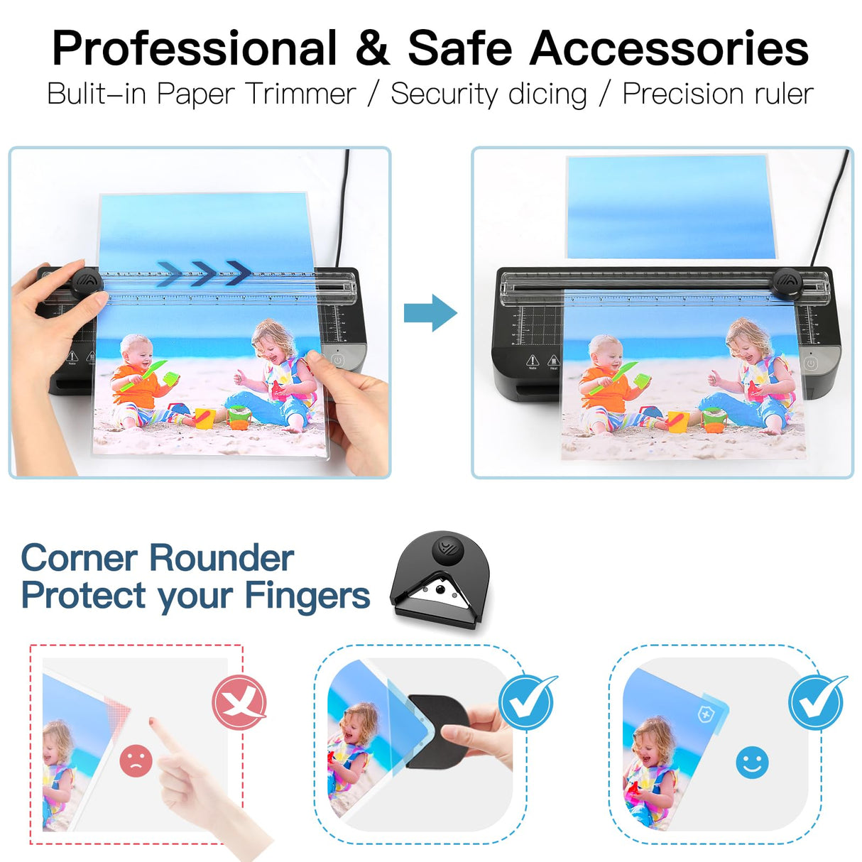 Raycial Laminator Machine A4, Laminating Machine with 50 Laminating Pouches, Hot and Cold Thermal Laminator, 4-in-1 Lamination Machine with 5 Laminating Modes and Auto-Off for Home Office School Use Raycial