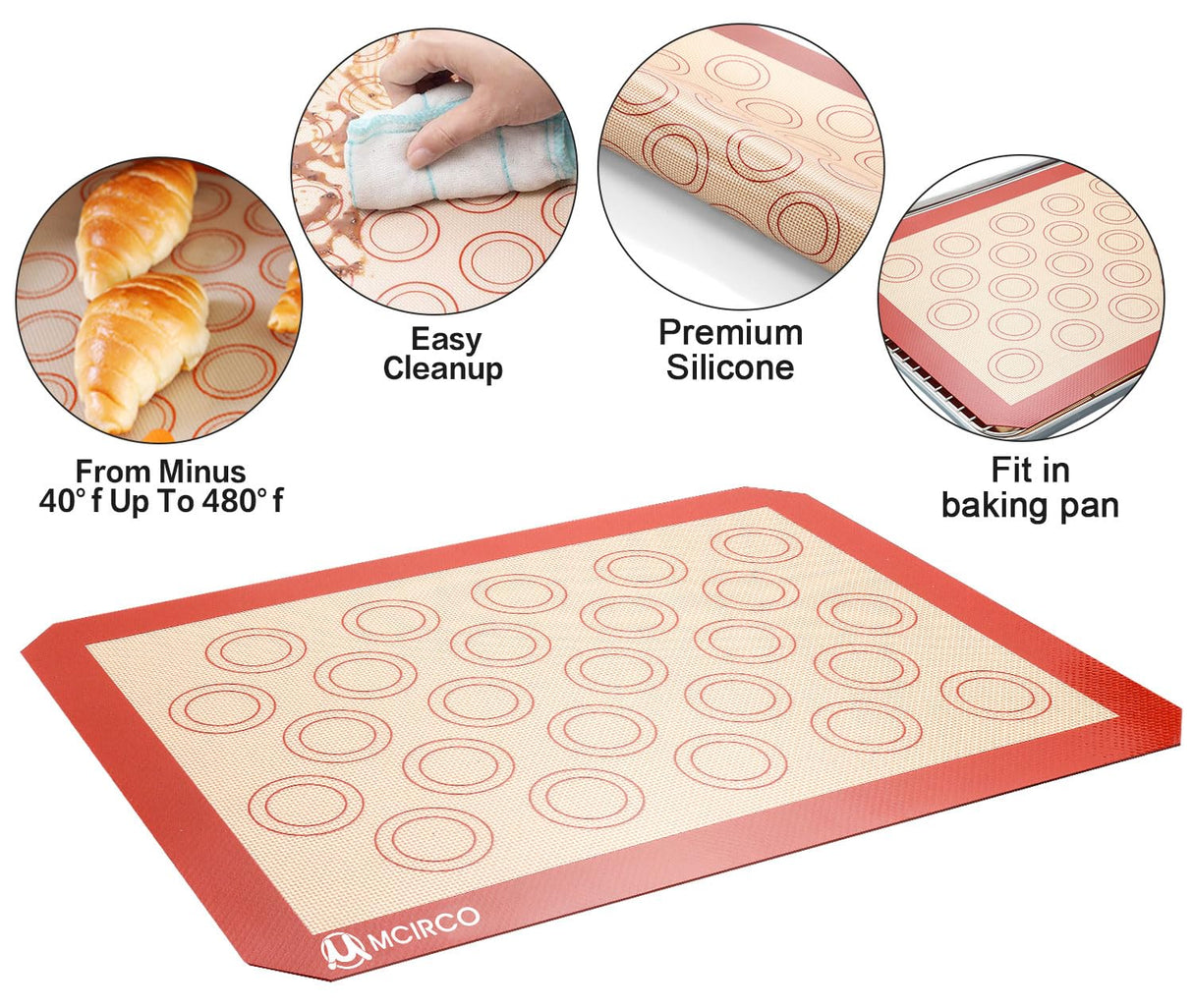 Stainless Steel Baking Sheet Tray Cooling Rack with Silicone Baking Mat Set, Cookie Pan with Cooling Rack, Set of 9 (3 Sheets + 3 Racks + 3 Mats), 10/12/16 Inch, Easy Clean M MCIRCO