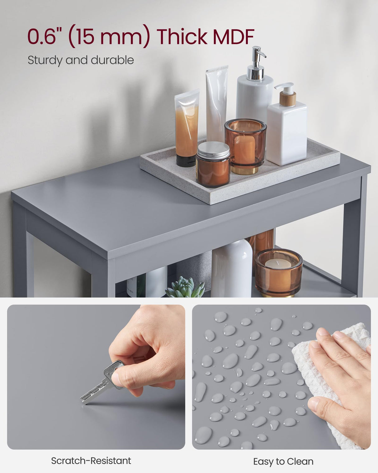 VASAGLE Bathroom Floor Cabinet, Bathroom Storage Cabinet, Freestanding, with Double Shutter Doors and Adjustable Shelf, for Bathroom, Living Room, Entryway, Kitchen, Dove Gray UBBC040G02 VASAGLE