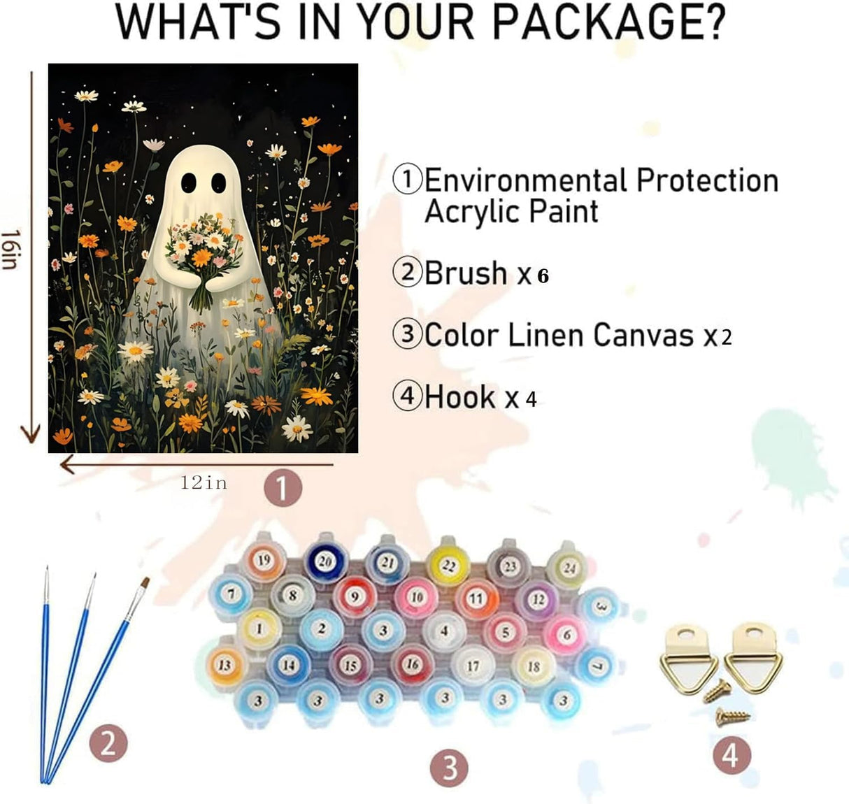 VIGEGU 6 Pack Ghost Paint by Numbers Kit for Adults,Halloween Paint by Number DIY Adult Paint by Number Kits Acrylic Oil Painting for Wall Decor 9.5x12in VIGEGU