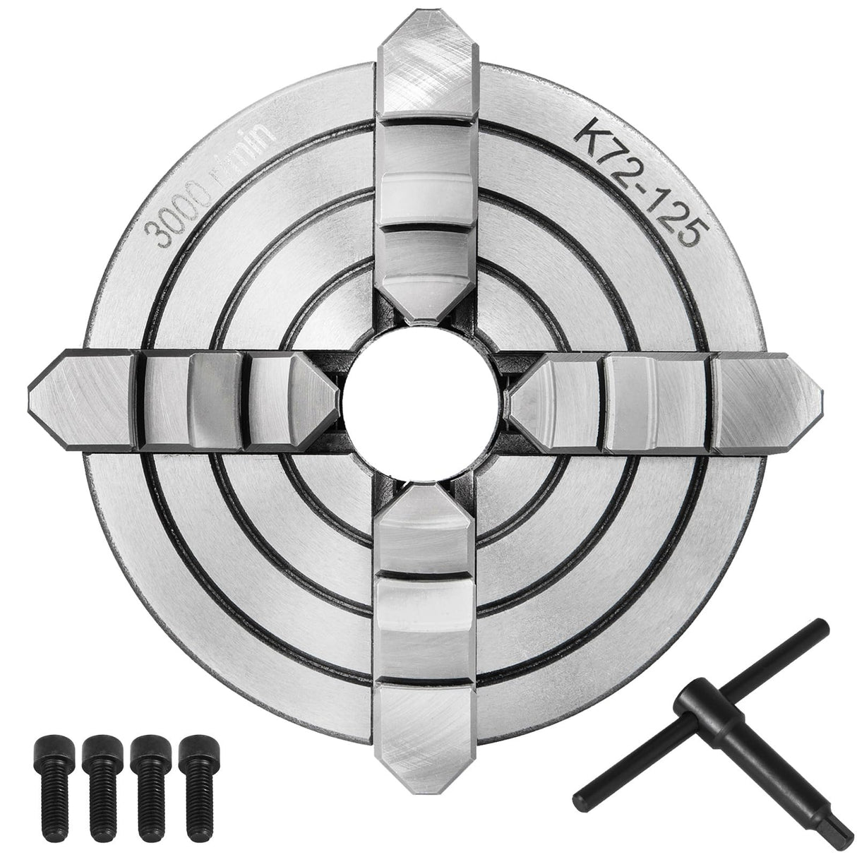 Happybuy K72-125 Lathe Chuck 5 Inch 4-Jaw - Independent Reversible Jaw for Metal Lathe Turning Machine, Lathe Accessories Happybuy