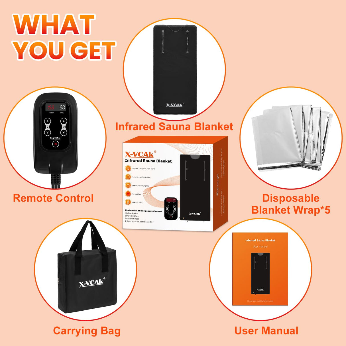 X-Vcak Sauna Blanket, Sauna, Portable Sauna for Home, 86-158℉, 20-60 Minutes Timer, 6 ft x 2.62 ft X-Vcak