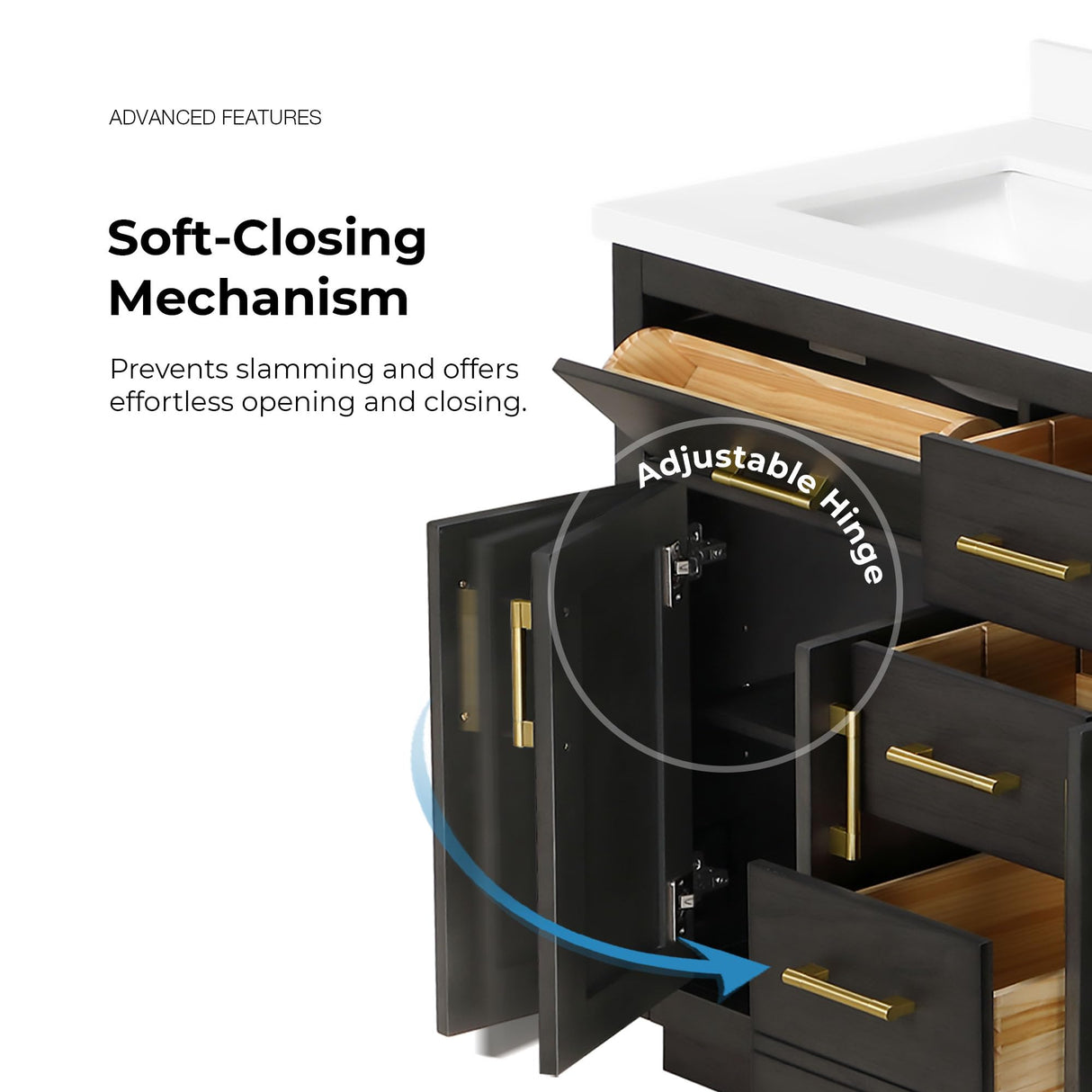 OVE Decors Bailey 60 in. W x 22 in. D x 34.5 in. H Double Sink Bath Vanity in Matte Black Wood with White Engineered Quartz Top OVE Decors