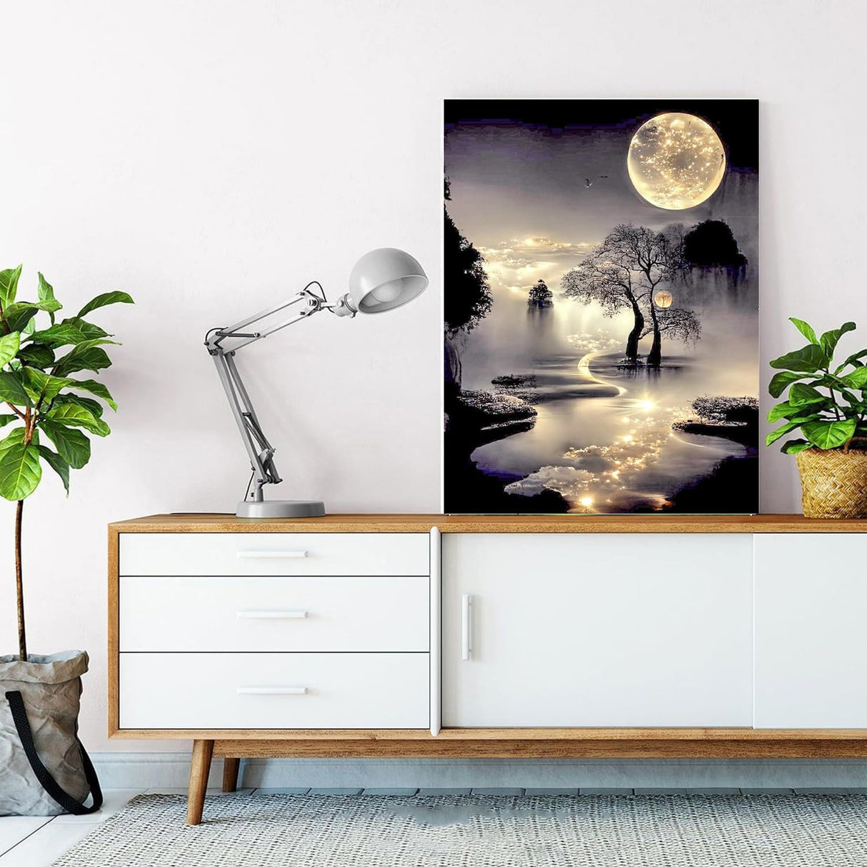 mrpwnle Diamond Painting Kits for Adults Beginners,Moon Diamond Art Kits for Adults,5D Moonlight Landscape Diamond Painting Kits DIY Diamond Art Dots Crafts Kits,Home Wall Decor Gifts 12x16in mrpwnle