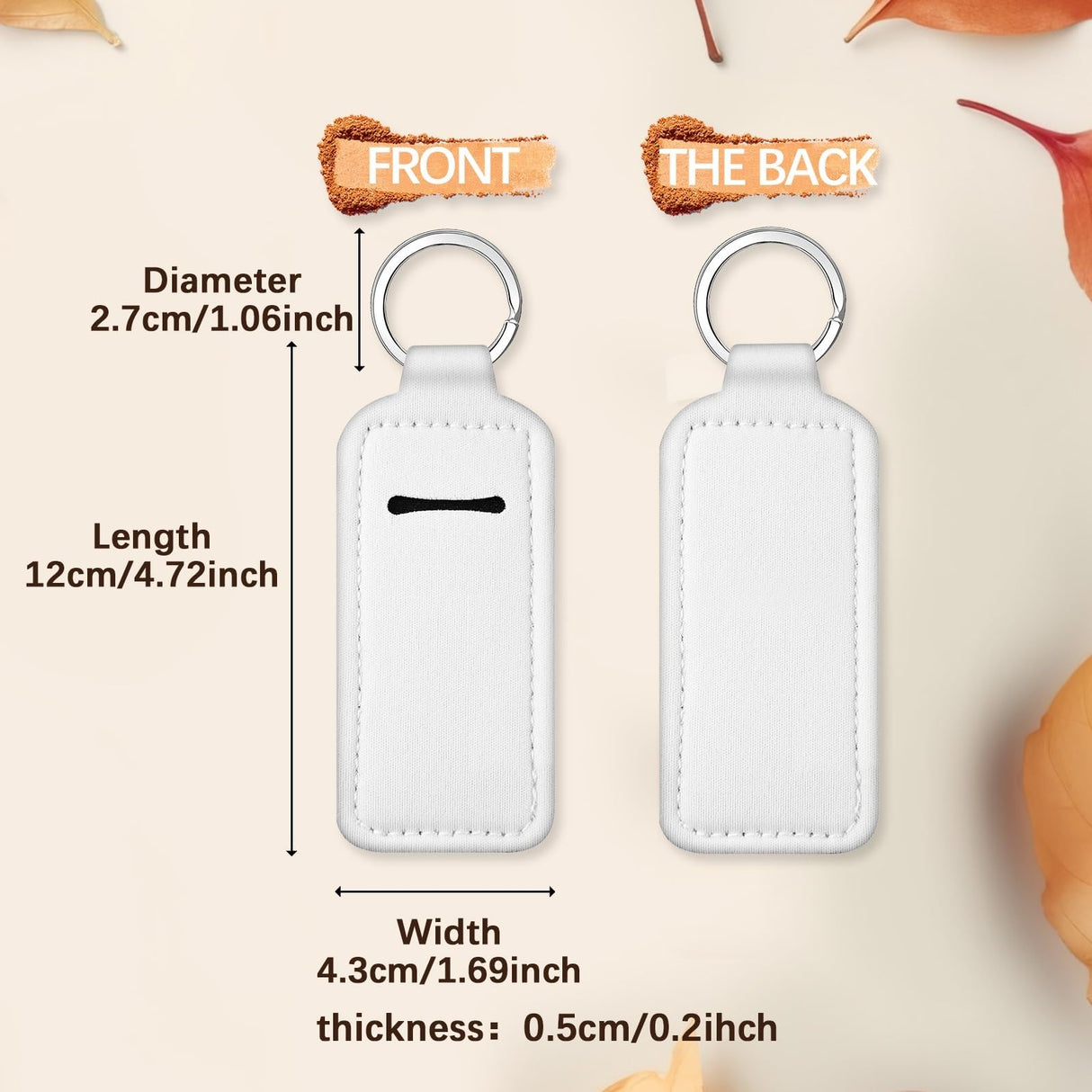 Anpuimult 30 PCS Sublimation chapstick holder blanks,bulk neoprene lip balm holder keychain,Neoprene Clip-on Sleeve Travel Key Ring Holder DIY sublimation blanks products Anpuimult