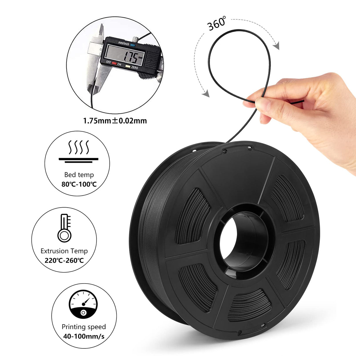 iSANGHU Carbon Fiber ABS Filament 1.75mm, Lightweight & High Toughness, Enhanced ABS-CF 3D Printer Filament, Black Carbon Fiber Filament ABS Filament 1kg(2.2lbs) Spool iSANGHU