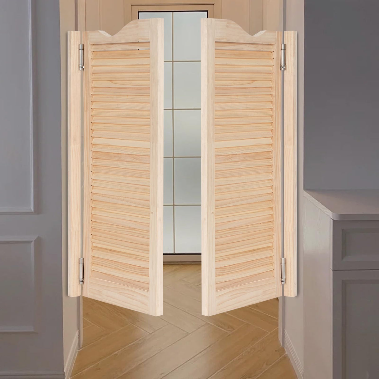 Swinging Doors, Saloon Doors, Pine Wood Swinging Doors, Wooden Saloon Doors, for Inside, Wall-Mounted, for House, Kitchen Hilberiazel