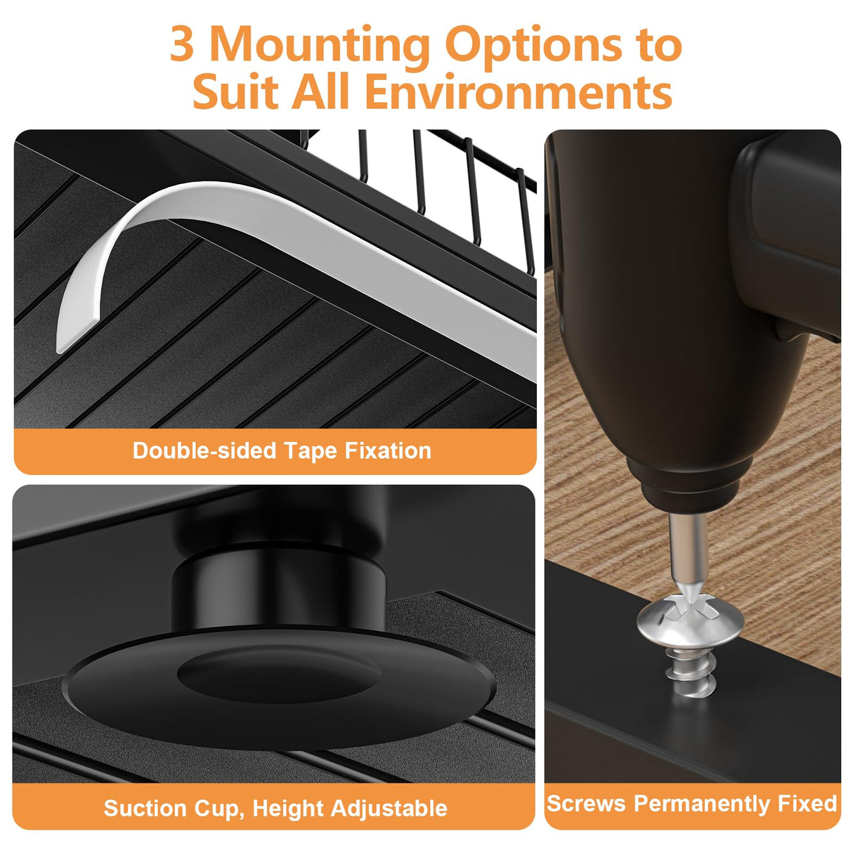 HOMEAILIE Under Sink Organizer, High Adjustable 2 Tier Under Kitchen Sink Organizer, Multi-Purpose Storage Shelf for Kitchen Bathroom Cabinet, Black HOMEAILIE