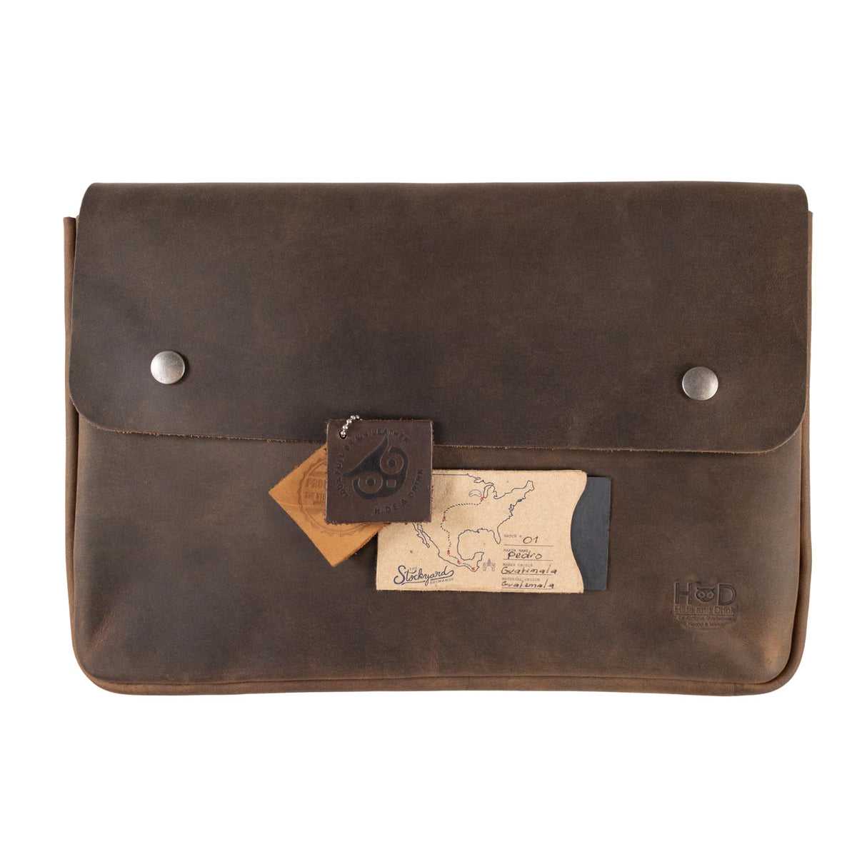 Hide & Drink, Vintage Folder Document Holder, File Case, A5 Binder, Envelope Portfolio, Full Grain Leather, Handmade, Bourbon Brown Hide & Drink