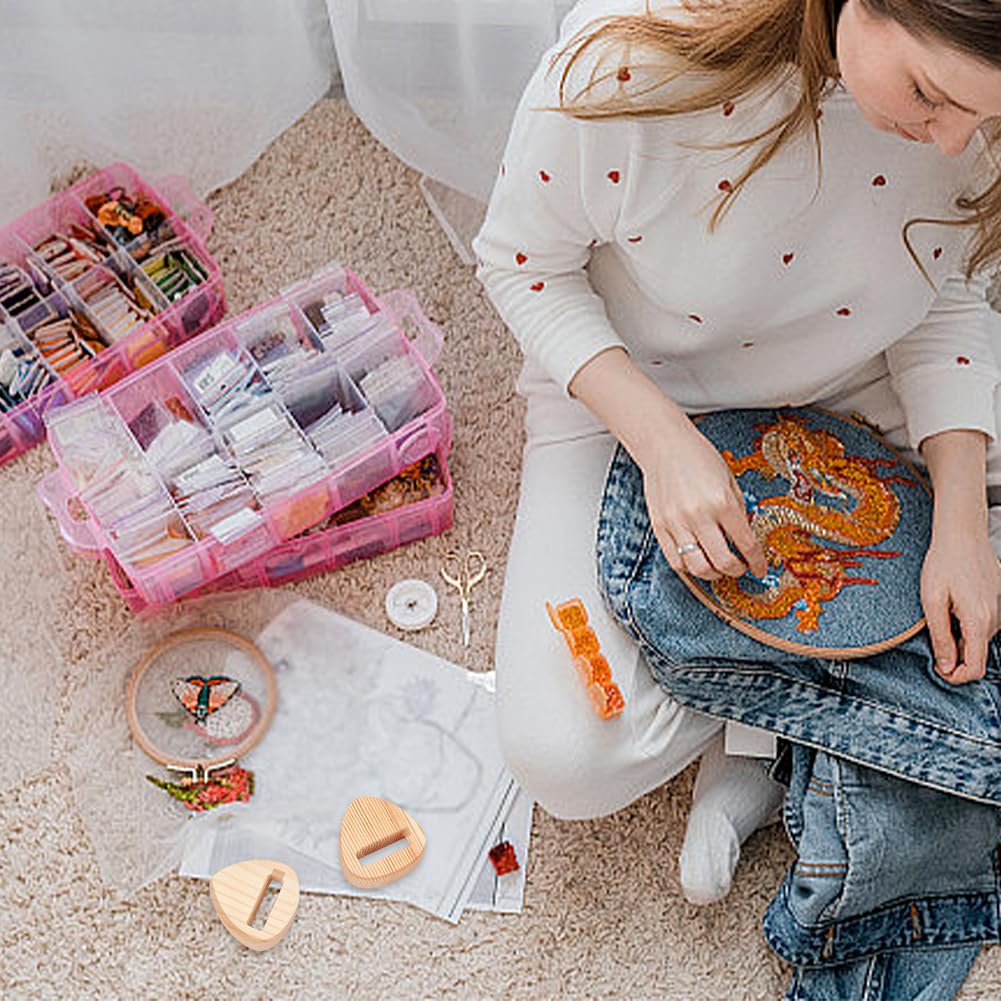 OLYCRAFT 4Pcs Embroidery Hoop Display Stand 2x2x0.7 inch Triangle Wood Embroidery Hoop Easels Embroidery Hoops Wooden Base Embroider Hoops Holder Accessories for Embroider Cross Stitch Stand Decor OLYCRAFT