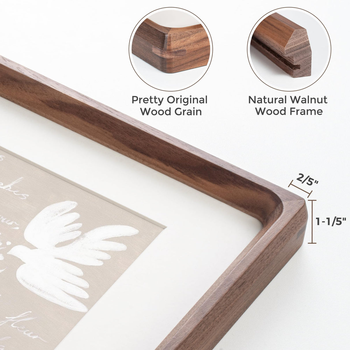 Heimlove 8x10 Picture Frames Natural Walnut,Original Wood Hand Make Crafted Photo Frame with Mat to 5x7 Graduation Picture Display,Family Picture,Wedding Picture Tabletop & Wall Decoration Heimlove