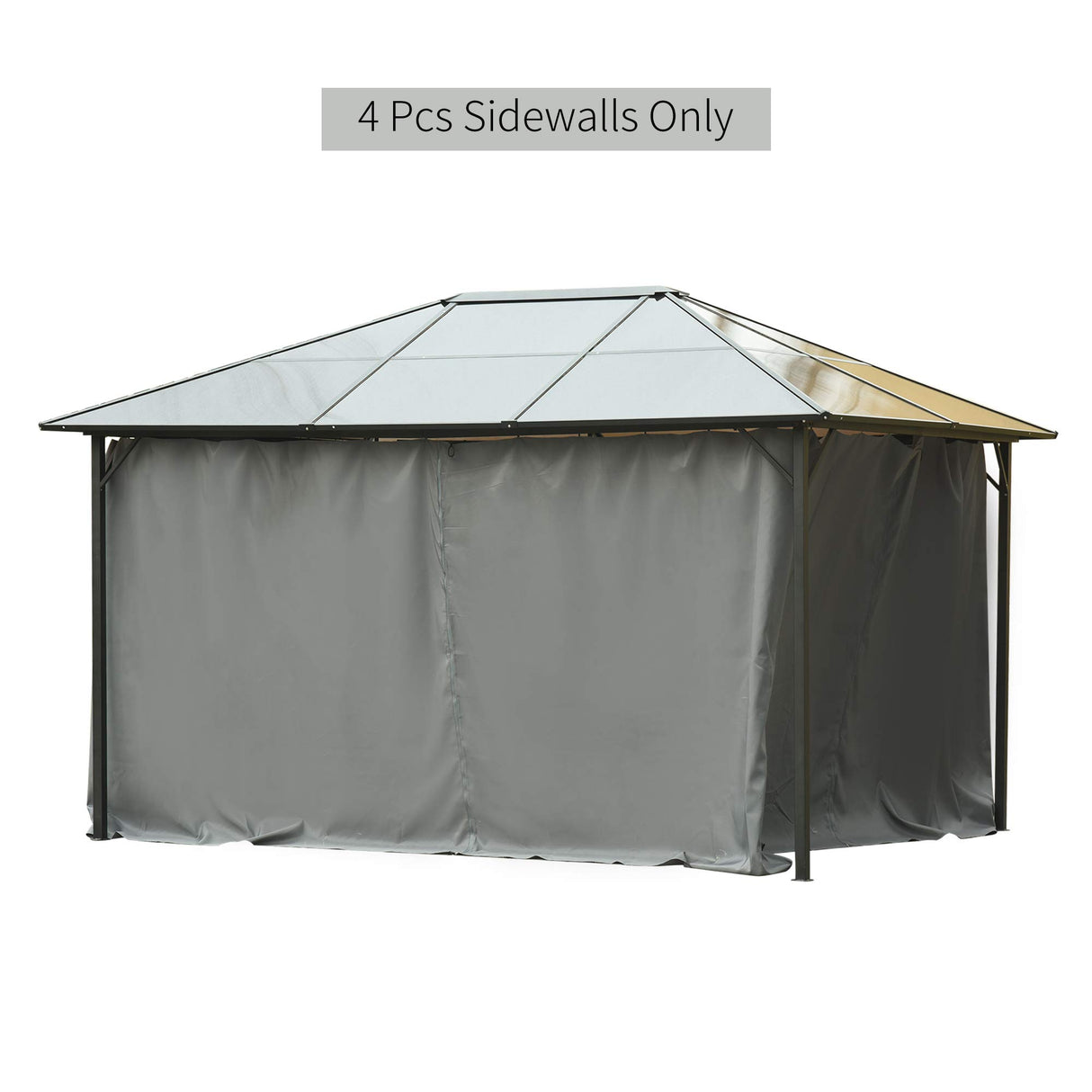 Outsunny 10' x 12' Universal Gazebo Sidewall Set with Panels, Hooks and C-Rings Included for Pergolas and Cabanas, Gray Outsunny