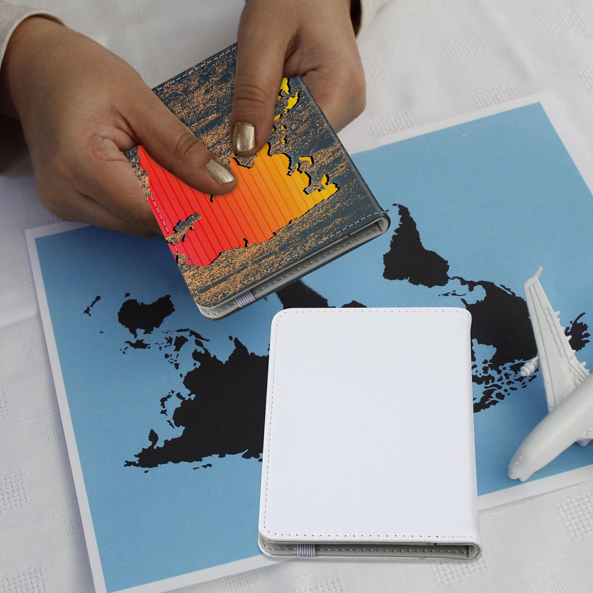 Yeaqee 8 Pcs Sublimation Passport Holder Covers PU Leather Heat Transfer Card Travel Wallet DIY Blank Holder Cover for Passport Business Cards Credit Cards (White) Yeaqee