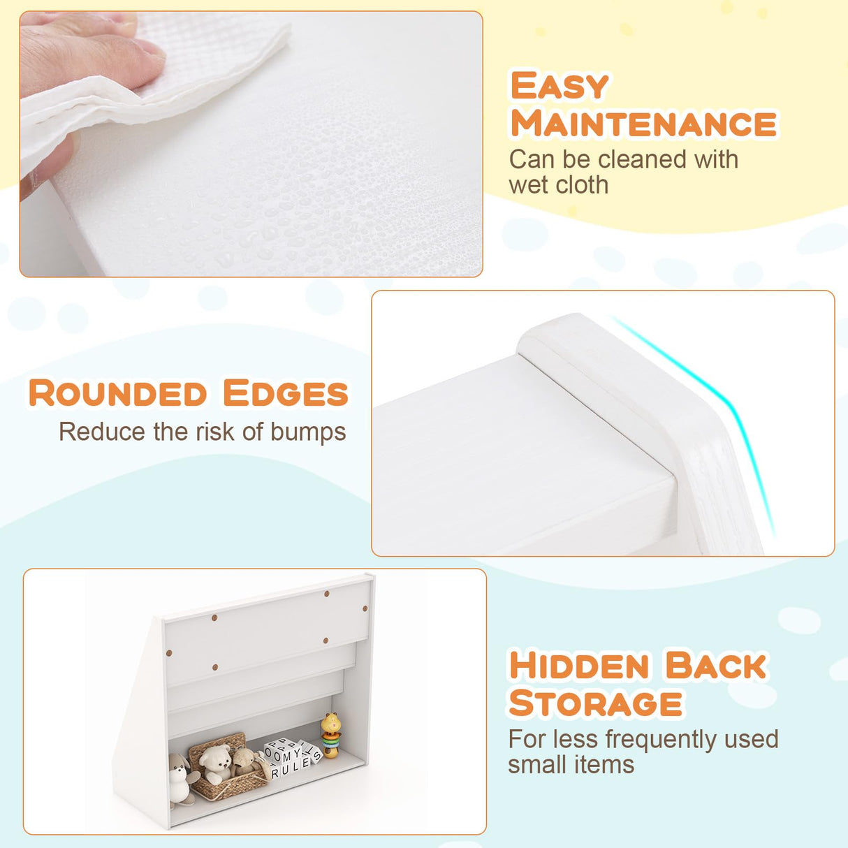 Costzon 5-Tier Kids Bookshelf, Wooden Children Bookcase, Toddler Book Rack, Magazine Storage & Display Shelf, Book Shelf for Kids Room, Living Room, Nursery, Classroom (White) Costzon