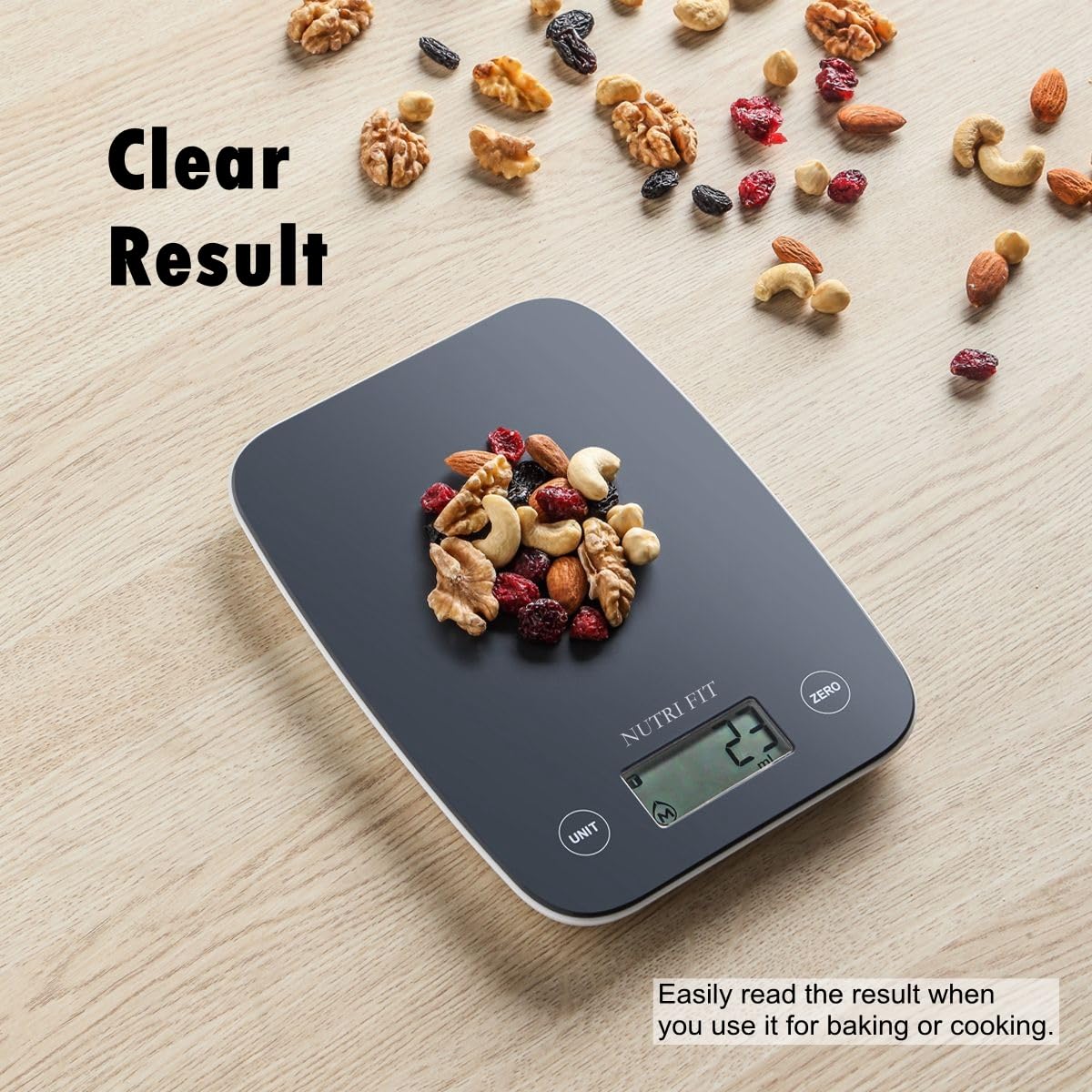 NUTRI FIT Digital Food Scale, 11lb Kitchen Scale Digital Weight, Cooking Scale for Food Ounces and Grams, 4 Units with 0.1oz/1g Precision, LCD Display with Tare Function NUTRI FIT