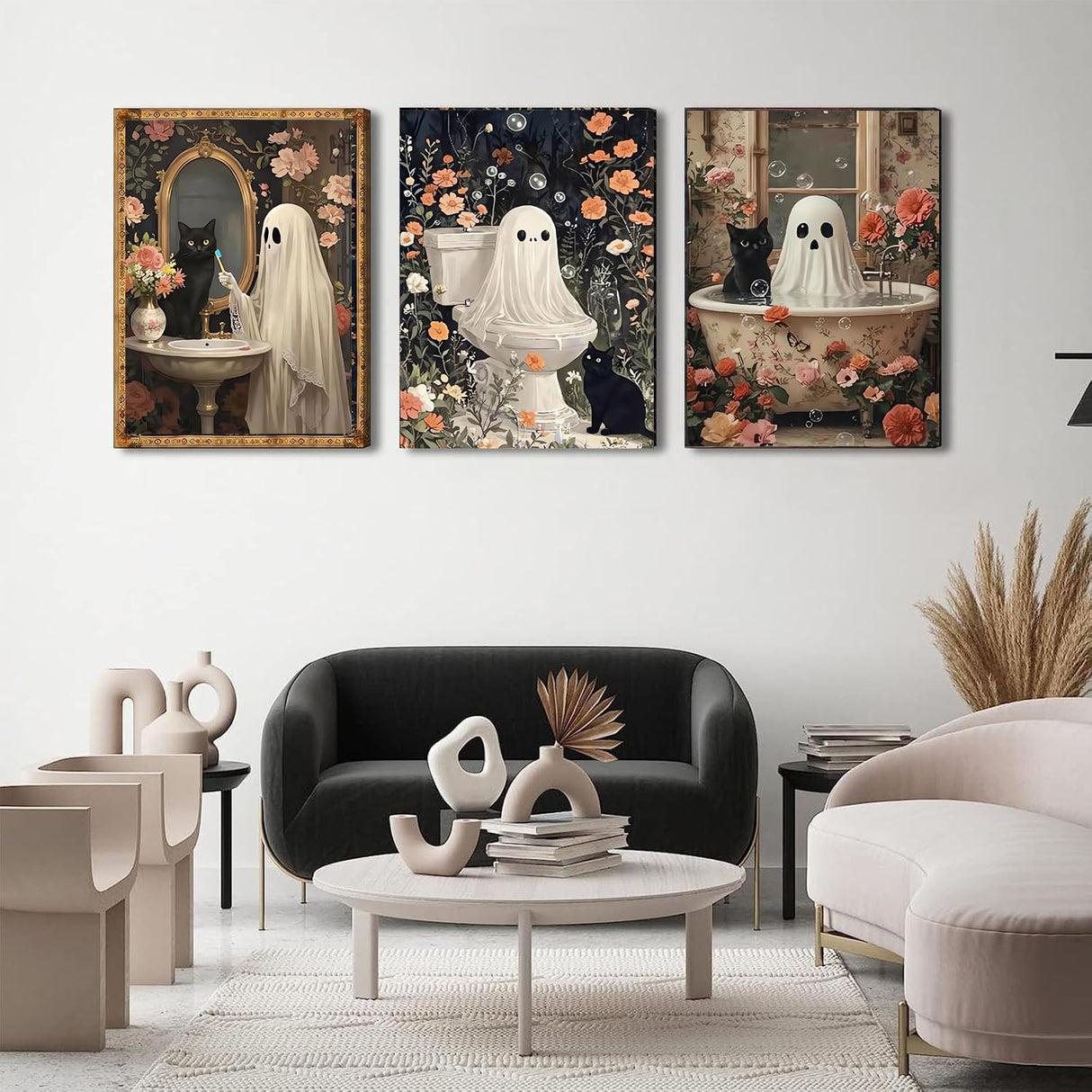 DAZZLEDOTS 3 Pack Halloween Diamond Art Kits for Adults, Halloween Diamond Painting kit for Adults Ghost Full Drill Round Gem Art 5D Diamond Dots for Home Wall Decor Gifts 12x16inch DAZZLEDOTS