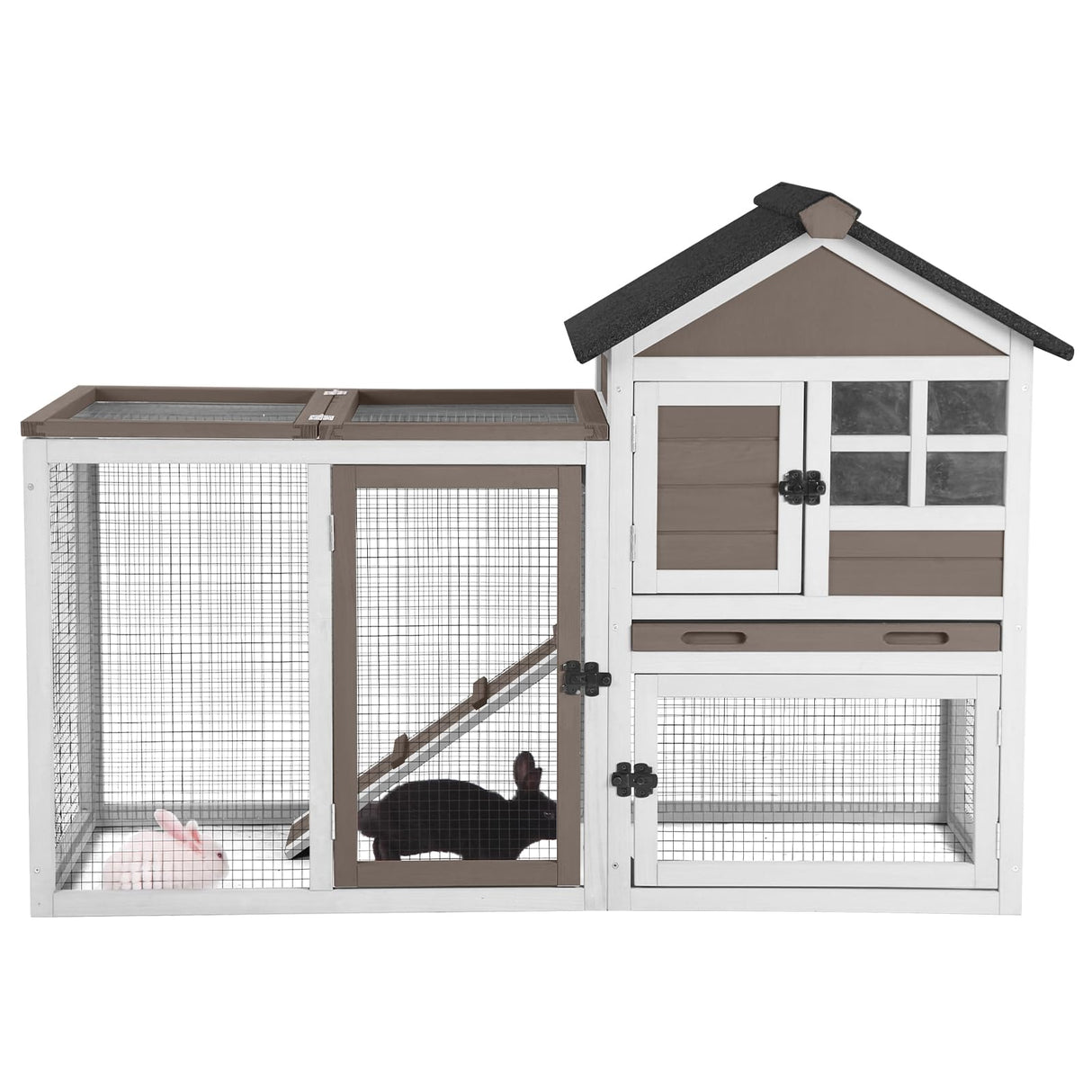 GUTINNEEN Rabbit Hutch Chicken Coop Expandable Indoor Bunny Cage Outdoor Guinea Pig Cage with Run 51.6" L GUTINNEEN