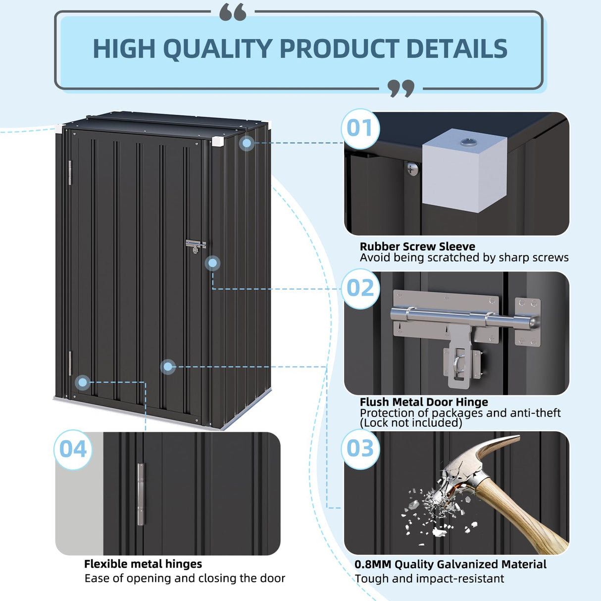 AECOJOY Outdoor Cabinet Storage Cabinet Weatherproof & Package Delivery Boxes for Outside, Metal Vertical Storage Shed Waterproof,Outdoor Small Tool Storage Clearance for Backyard Garden Patio Porch AECOJOY