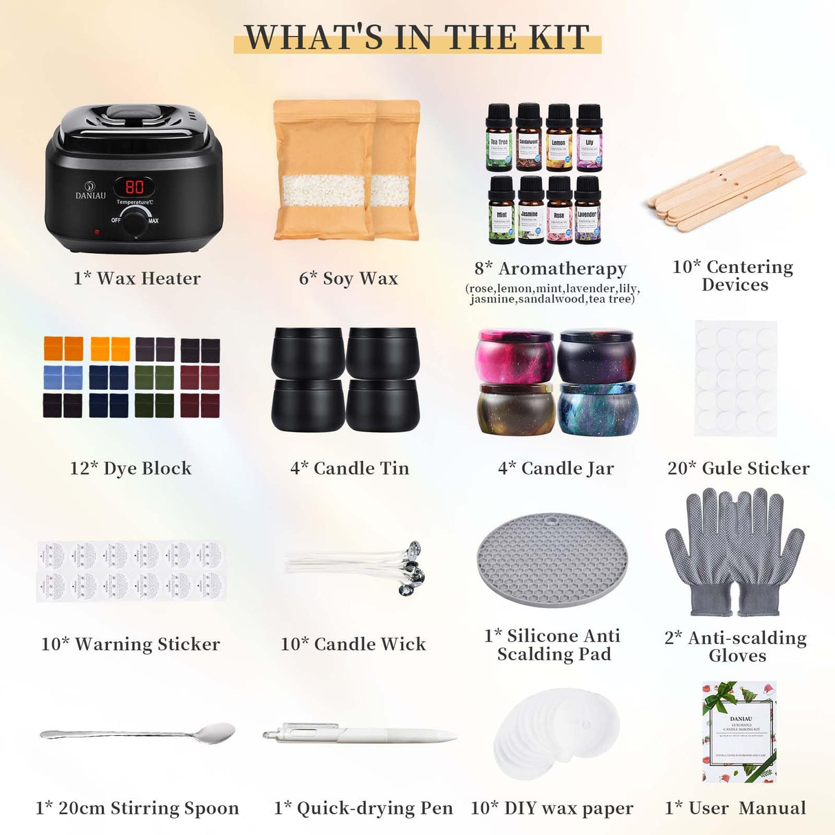 DANIAU Candle Making Kits for Adults, DIY Candle Making Supplies with Wax Melter,Premium DIY Starter Full Candle Making Set Perfect Arts & Crafts Kits Gifts DANIAU