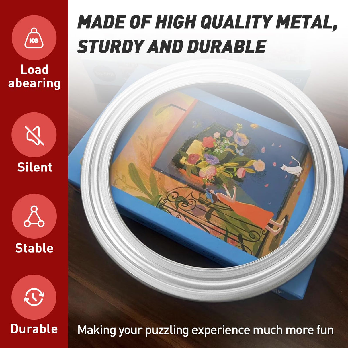 Rotating Puzzle Board Base - 360° Swivel Turntable for Jigsaw Puzzles 1000/1500 Piece Lazy Susan Spinner Table - Puzzle Accessories for Adults and Kids FixlyFido