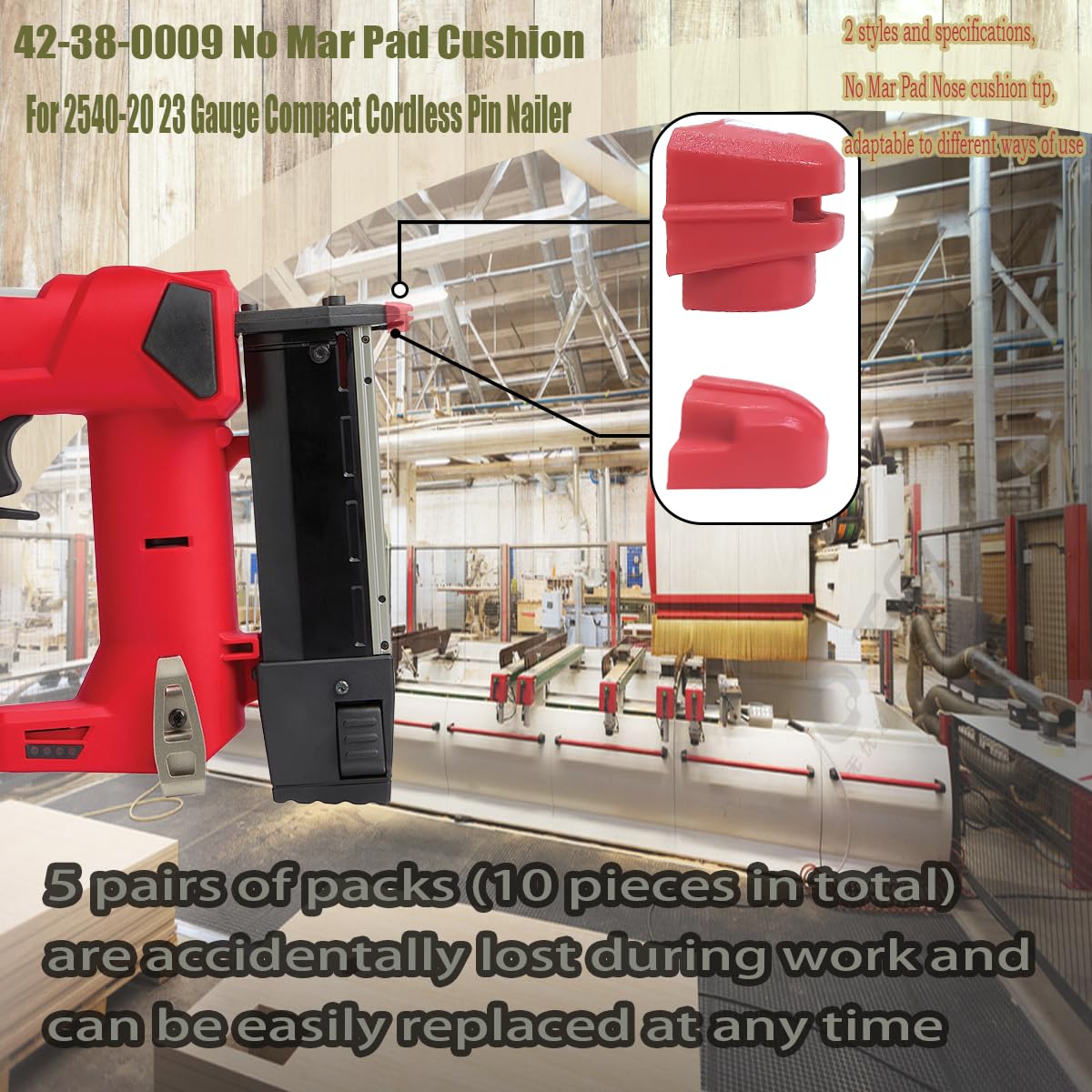 SURPOUF 42-38-0009 No Mar Pad Kit Cushion-Replaces Fits For Milwaukee M12 2540-20 Cordless Pin Nailer(set of 10) SURPOUF