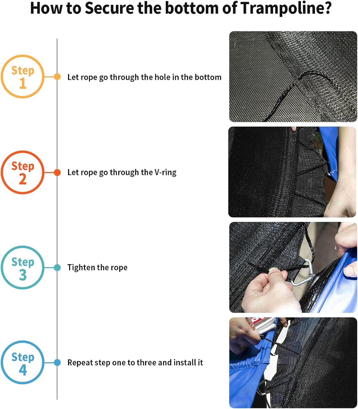 Cliselda 12 ft Trampoline Net Replacement with 6 Poles, 12 Foot Trampoline Netting Replacement, Safety Net for Round Frame Trampoline Enclosure Kit Cliselda